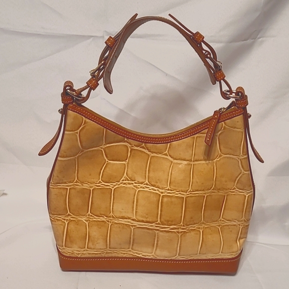 DOONEY & BOURKE Honey Gold Embossed Croc Leather Tote Briefcase Shoulder Bag - Picture 2 of 13